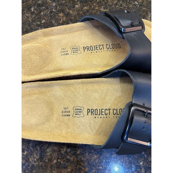 Project Cloud Memory Foam Black Leather Sandals NEW Size 7 - Picture 6 of 6